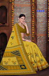 Cred Cotton Printed Saree Set – 10 Pcs -Pure Cotton Sarees - M.R. Saree Emporium