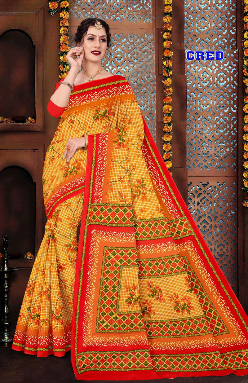 Cred Cotton Printed Saree Set – 10 Pcs -Pure Cotton Sarees - M.R. Saree Emporium