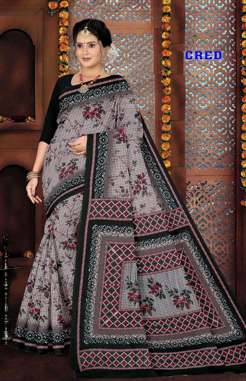 Cred Cotton Printed Saree Set – 10 Pcs -Pure Cotton Sarees - M.R. Saree Emporium