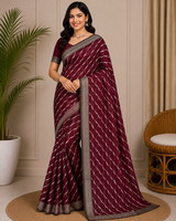 Latest Bandhani Chiffon Saree - Designer Leheriya Party Wear 6 Pcs Set