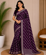 Latest Bandhani Chiffon Saree - Designer Leheriya Party Wear 6 Pcs Set