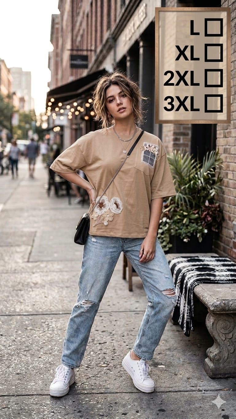 Fancy Tencel Oversized Women's T-Shirt - L to 3XL - 6 Pcs Set