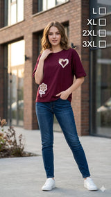 Fancy Tencel Oversized Women's T-Shirt - L to 3XL - 6 Pcs Set