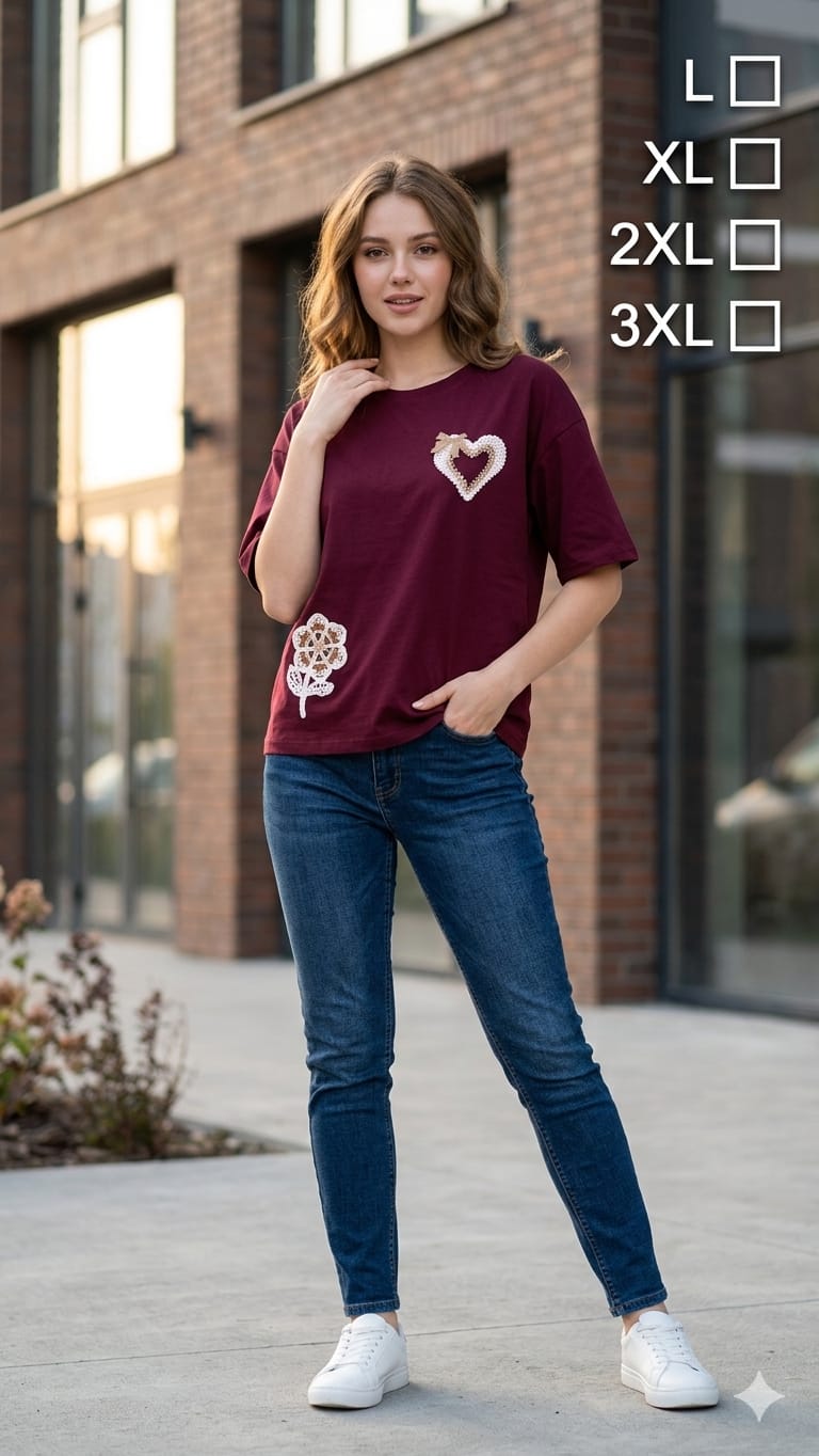 Fancy Tencel Oversized Women's T-Shirt - L to 3XL - 6 Pcs Set