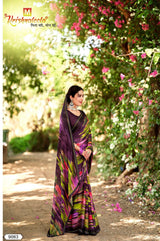 Vastrani  KrishnaLeela Designer Printed Saree with Abstract Brush Print, Stylish Border, Premium Finish - Latest Trending Women’s Saree Collection