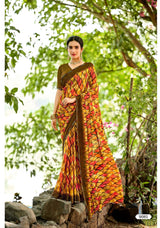 D.No. 9083 KrishnaLeela Designer Printed Saree with Abstract Brush Print & Elegant Border - Premium Women’s Saree Collection - M.R. Saree Emporium