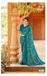 D.No. 9083 KrishnaLeela Designer Printed Saree with Abstract Brush Print & Elegant Border - Premium Women’s Saree Collection - M.R. Saree Emporium