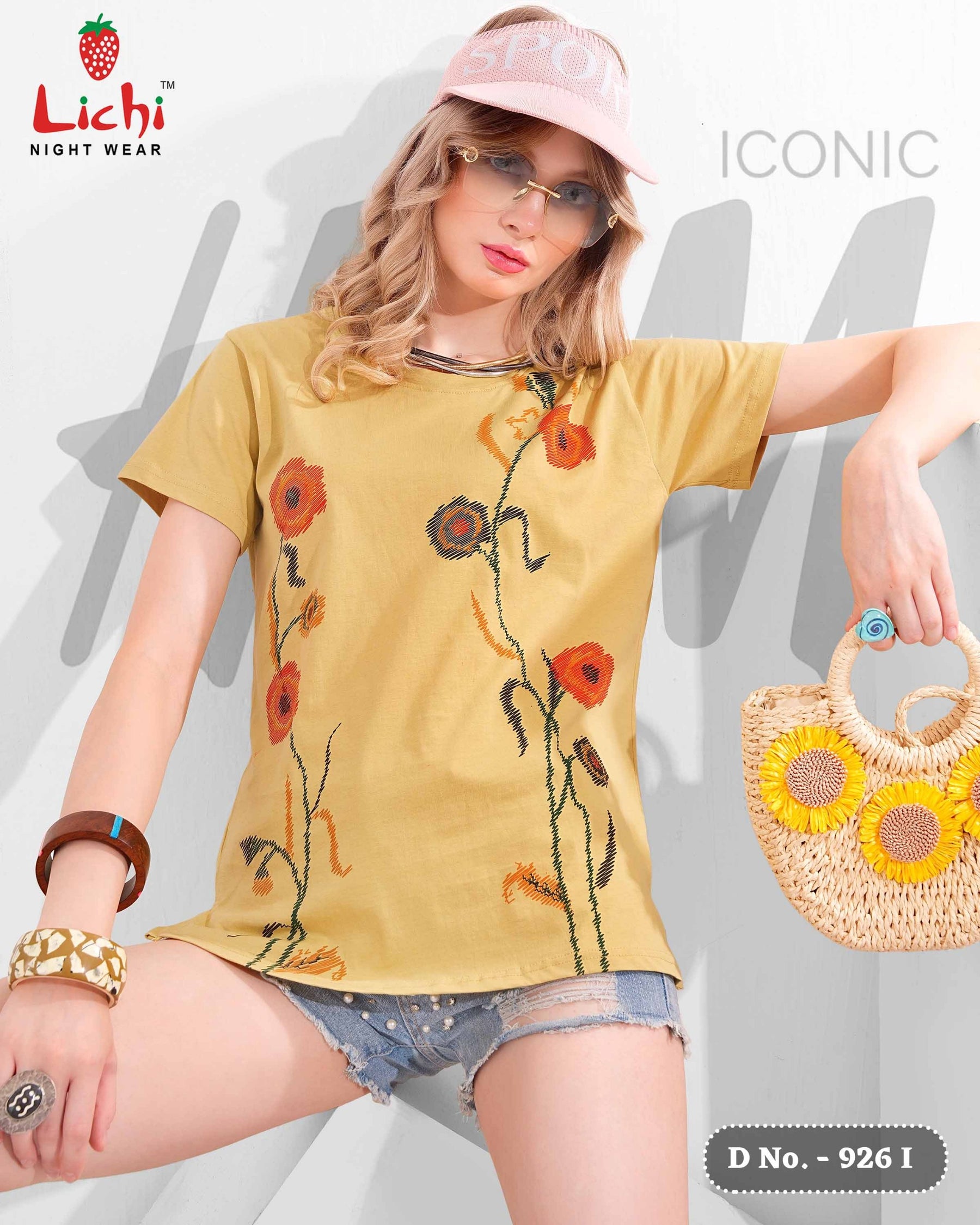 Lichi Women's Cotton Hosiery Printed T-Shirt - Casual Half Sleeve Top (8 Pcs Set)