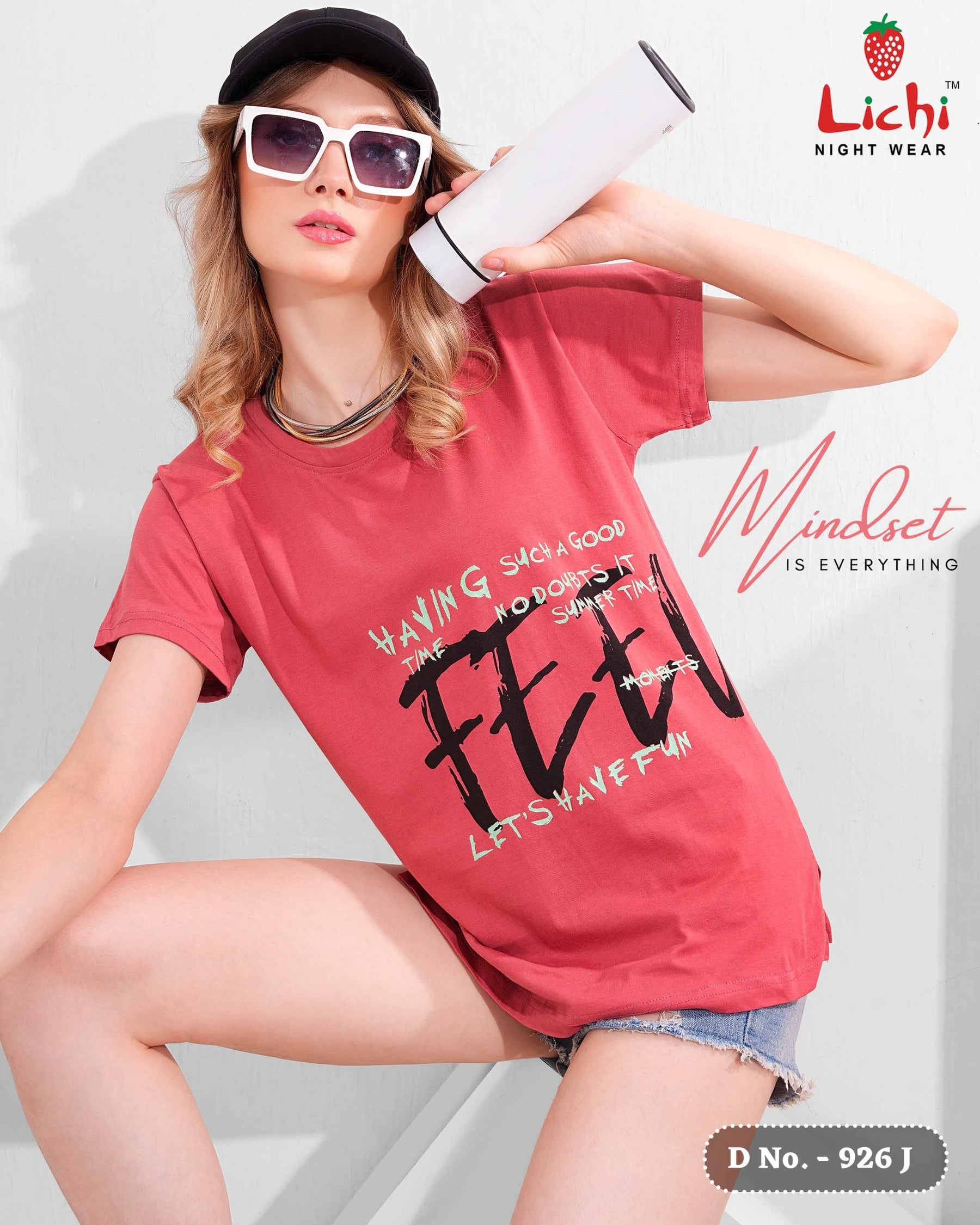 Lichi Women's Cotton Hosiery Printed T-Shirt - Casual Half Sleeve Top (8 Pcs Set)