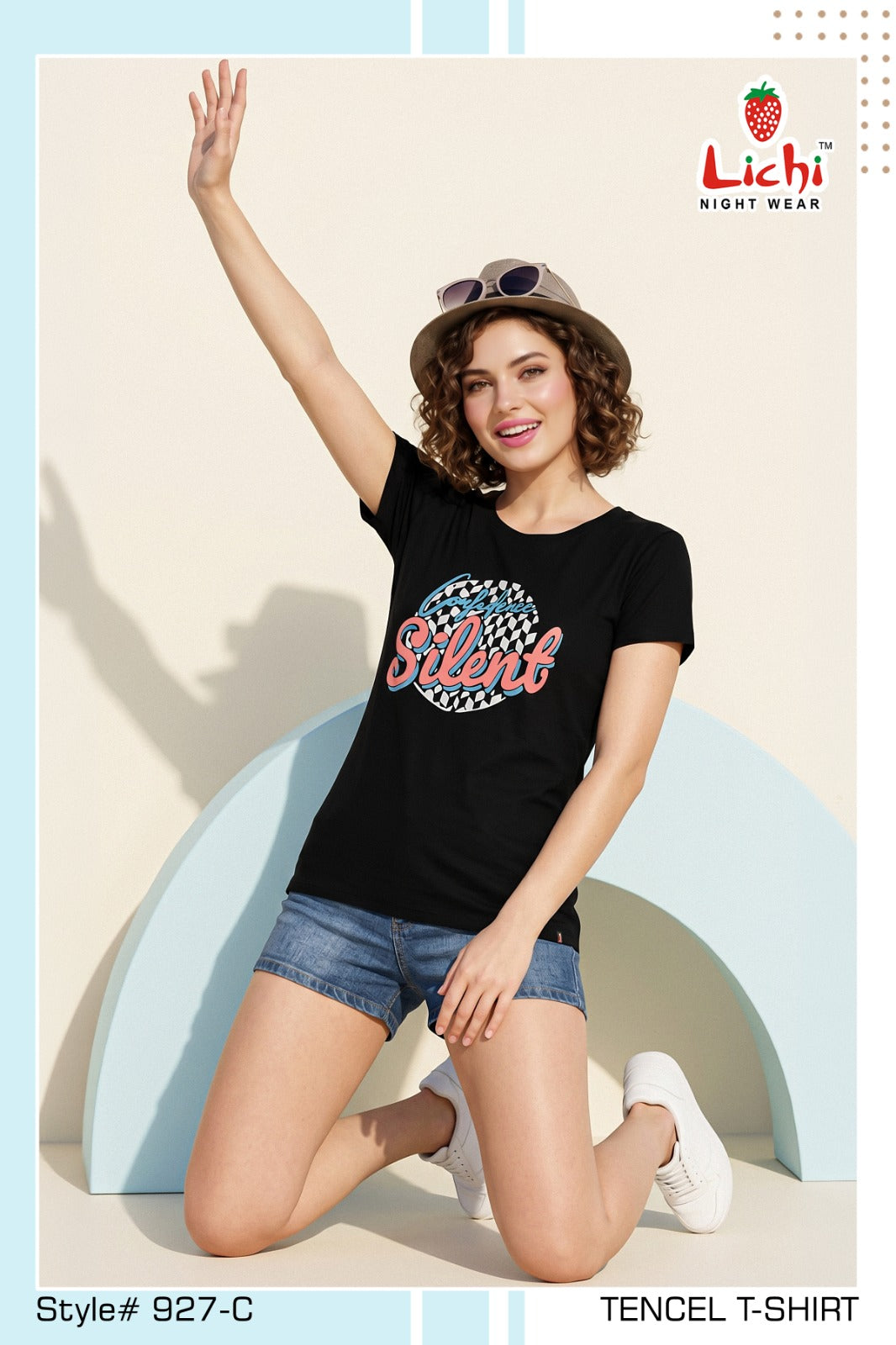 Lichi Night Wear Style 927 Women's Tencel Printed T-Shirt - 6 Pcs Set