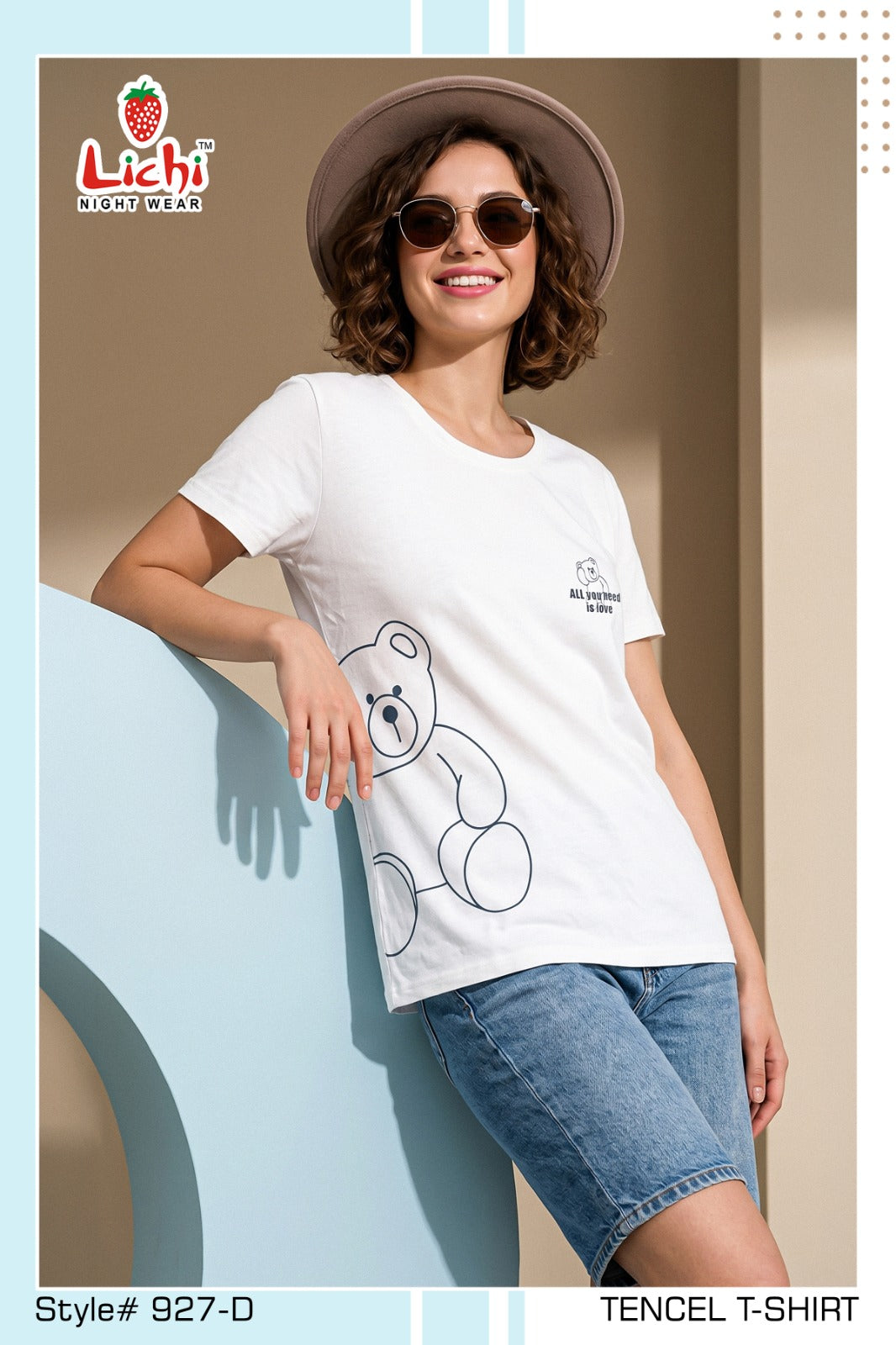 Lichi Night Wear Style 927 Women's Tencel Printed T-Shirt - 6 Pcs Set