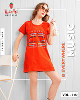 Lichi Night Wear Vol 918 Women's Cotton Printed Long T-Shirt - 8 Pcs Set