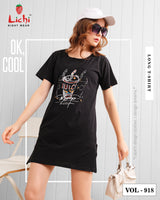 Lichi Night Wear Vol 918 Women's Cotton Printed Long T-Shirt - 8 Pcs Set