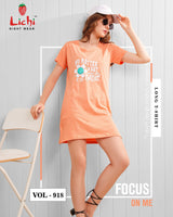 Lichi Night Wear Vol 918 Women's Cotton Printed Long T-Shirt - 8 Pcs Set