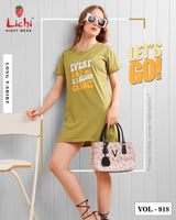 Lichi Night Wear Vol 918 Women's Cotton Printed Long T-Shirt - 8 Pcs Set