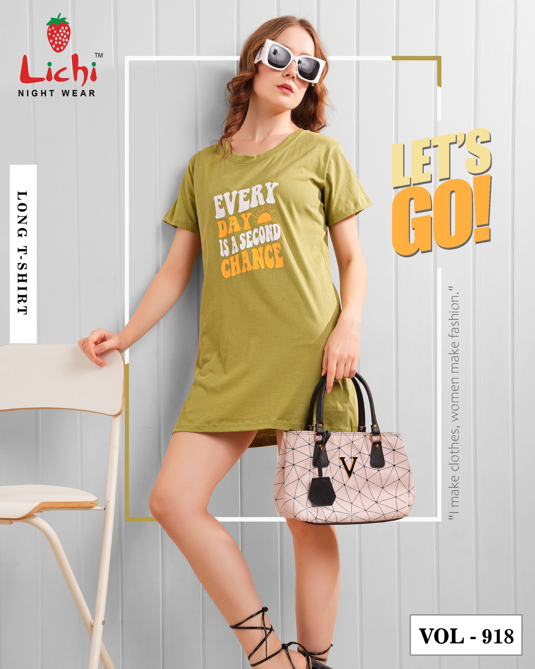 Lichi Night Wear Vol 918 Women's Cotton Printed Long T-Shirt - 8 Pcs Set