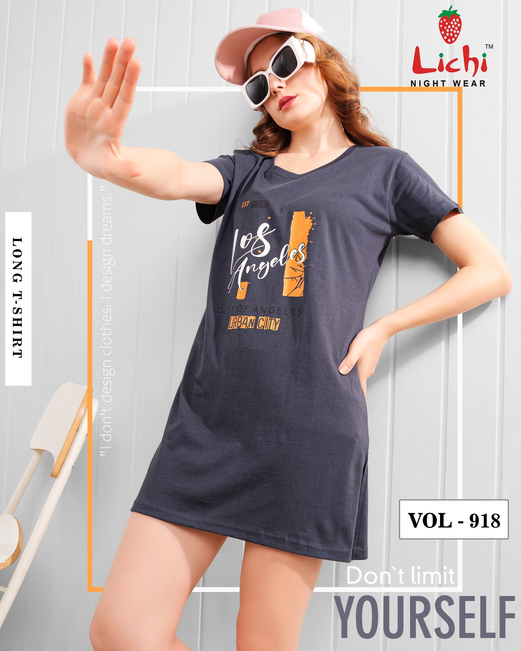 Lichi Night Wear Vol 918 Women's Cotton Printed Long T-Shirt - 8 Pcs Set