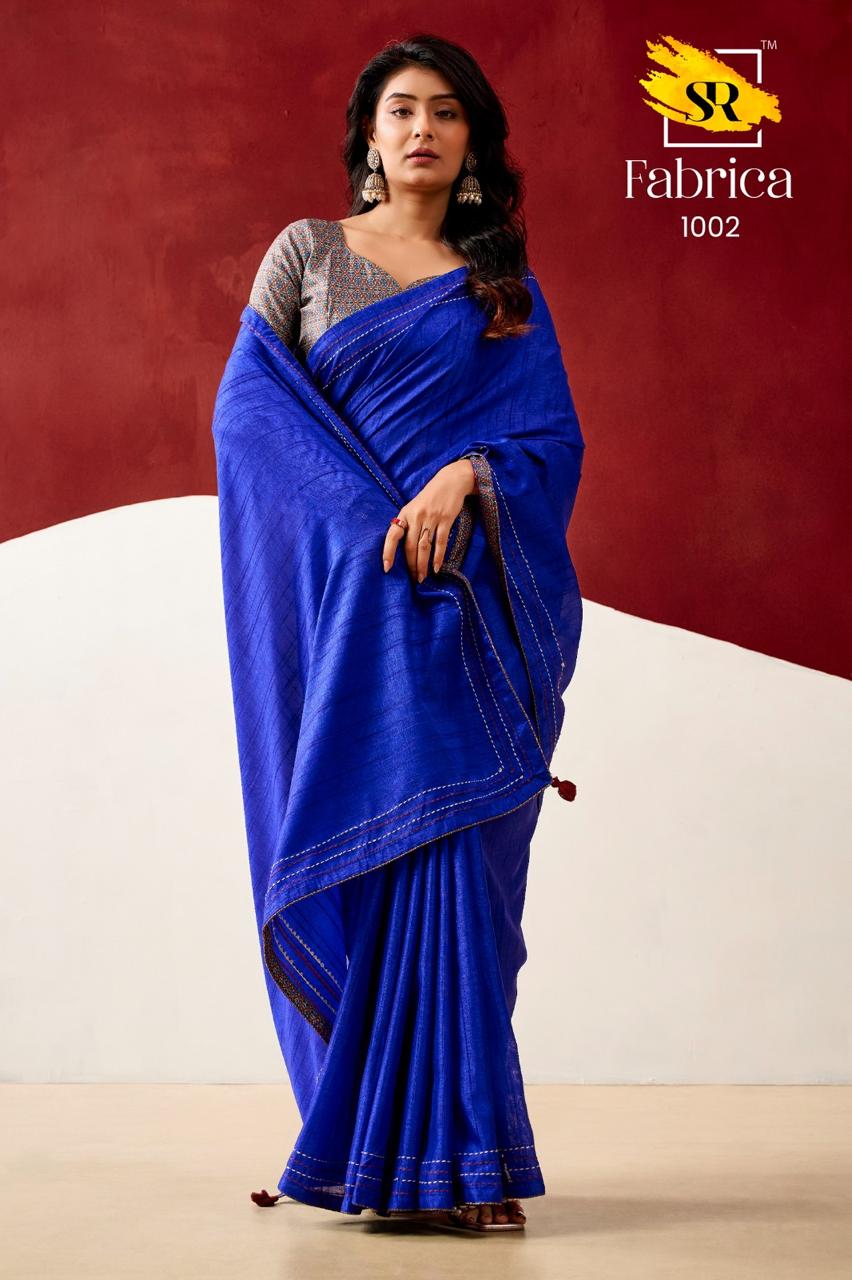 SR Fabrica Handloom Tusser Silk Saree with Katha Work - Designer Ethnic Saree with Digital Print Blouse - M.R. Saree Emporium