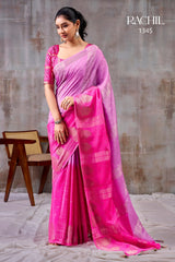 SR RACHIL Saree - Chinnon Weaving Jacquard Pattern with Unique Designer Blouse - Single & 08 Pcs Set Available - M.R. Saree Emporium