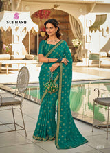 Subhash Sarees Sarbani Collection - Designer Printed Saree with Elegant Border - M.R. Saree Emporium