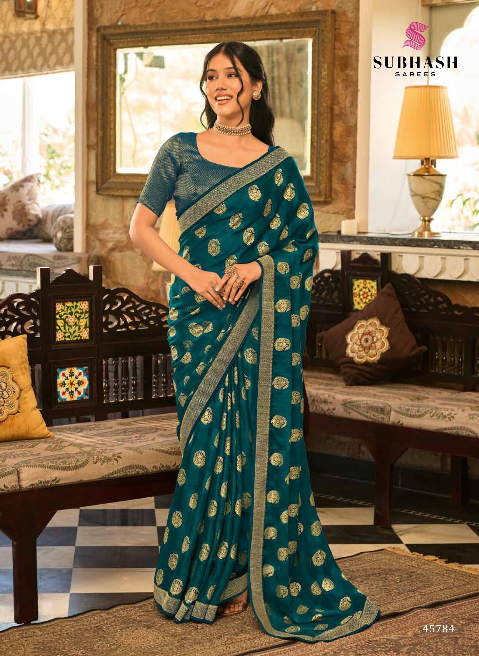 Subhash Sarees Sarbani Collection - Designer Printed Saree with Elegant Border - M.R. Saree Emporium