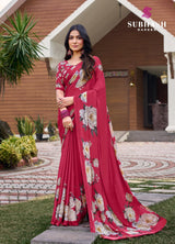 Subhash Sarees Dilnaaz Moss Chiffon Printed Saree Collection - Soft Lightweight Designer Sarees - Single Pcs Available - M.R. Saree Emporium