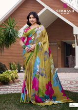 Subhash Sarees Dilnaaz Moss Chiffon Printed Saree Collection - Soft Lightweight Designer Sarees - Single Pcs Available - M.R. Saree Emporium