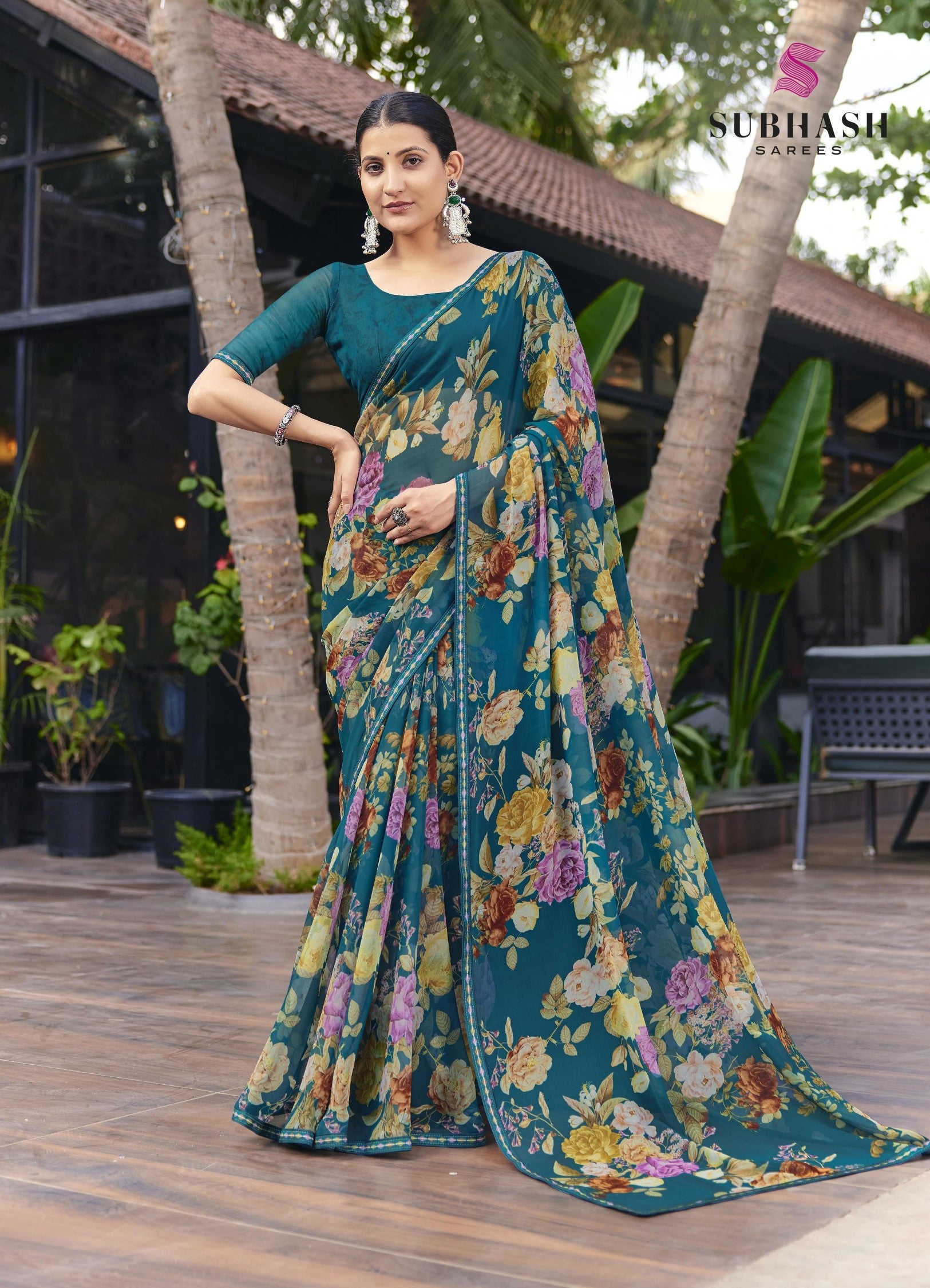 Subhash Kalyani-4 Floral Printed Chiffon Saree Collection - Single Pcs Available - M.R. Saree Emporium