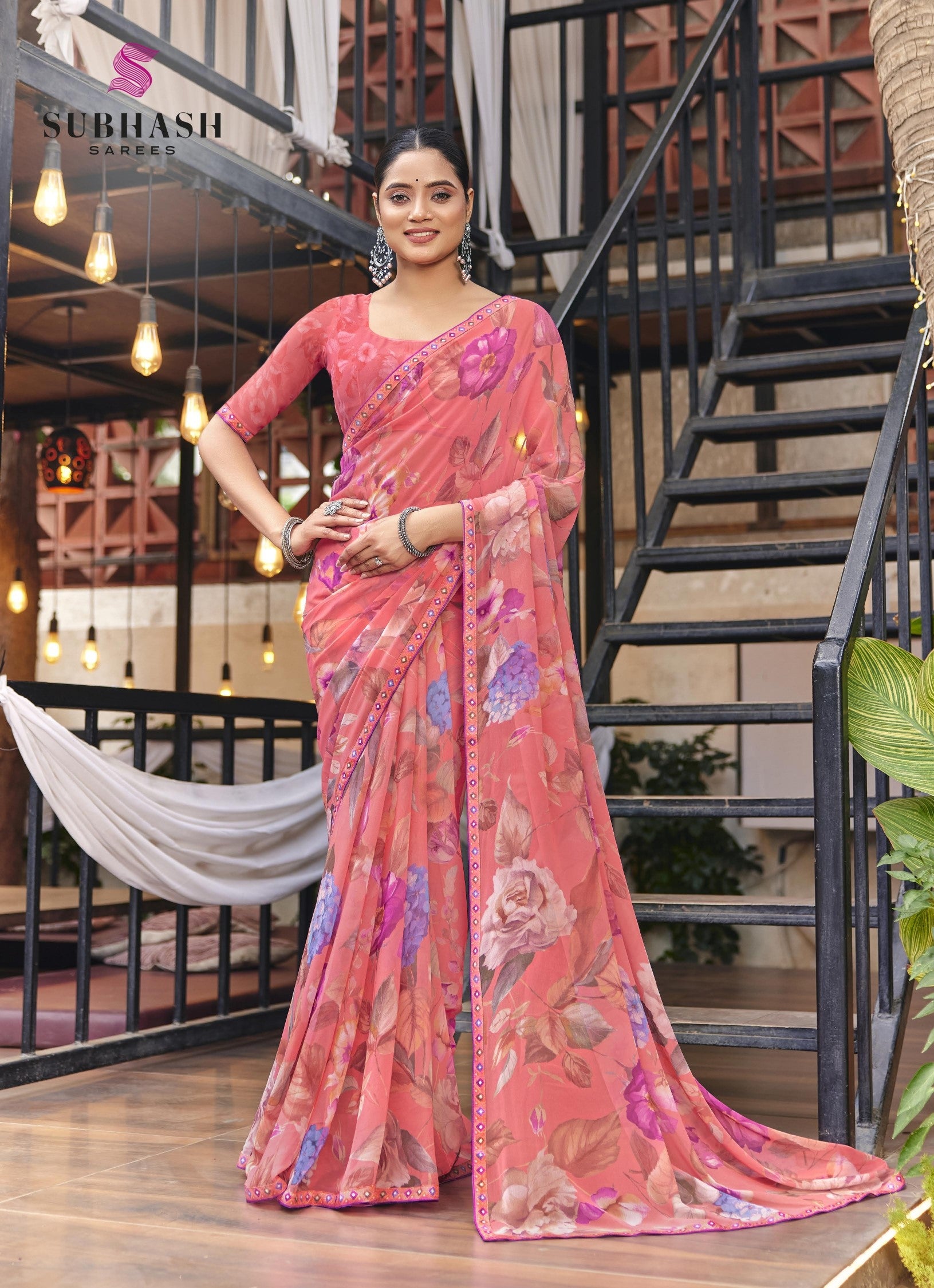 Subhash Kalyani-4 Floral Printed Chiffon Saree Collection - Single Pcs Available - M.R. Saree Emporium