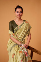 RajPath Silver Pearls Silk Jamdani Cotton Saree - Premium Floral Print Collection
