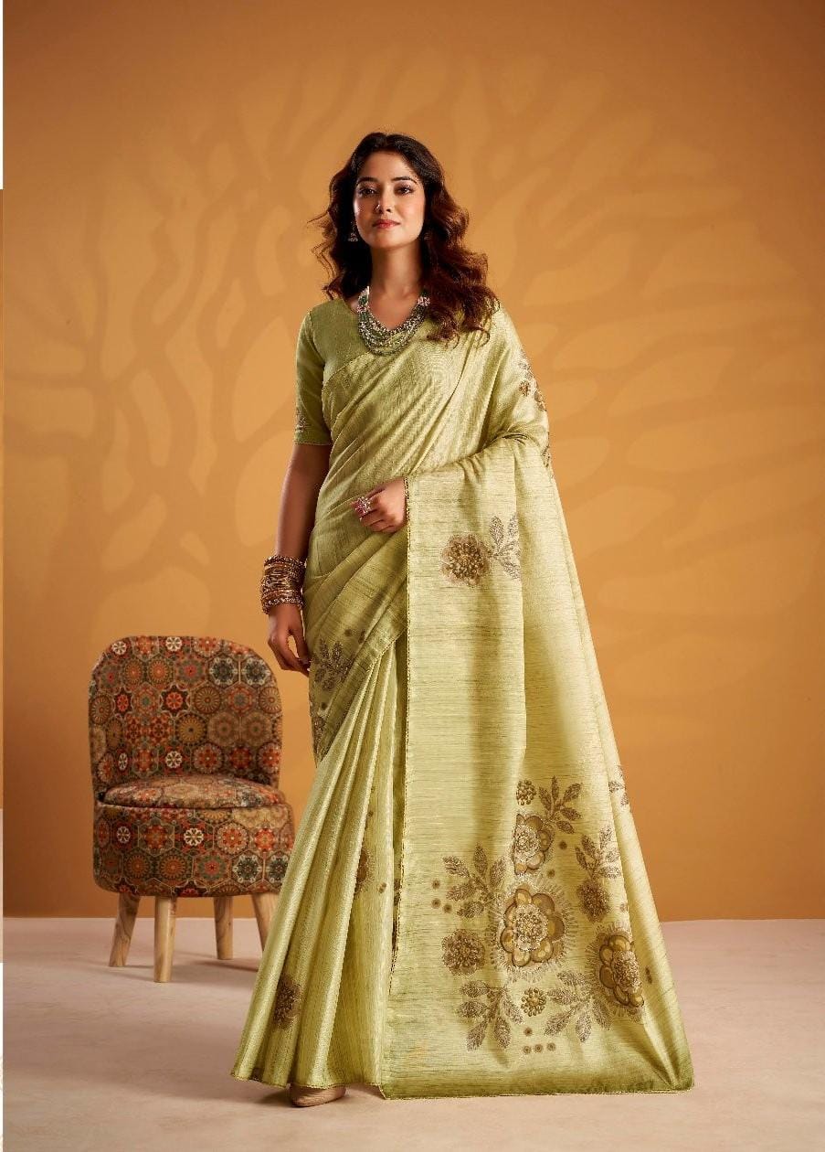 Kira Kasheeda Silk Saree - Pure Tussar Silk with Kasheeda Work & Designer Blouse - Single & 08 Pcs Set Available - M.R. Saree Emporium