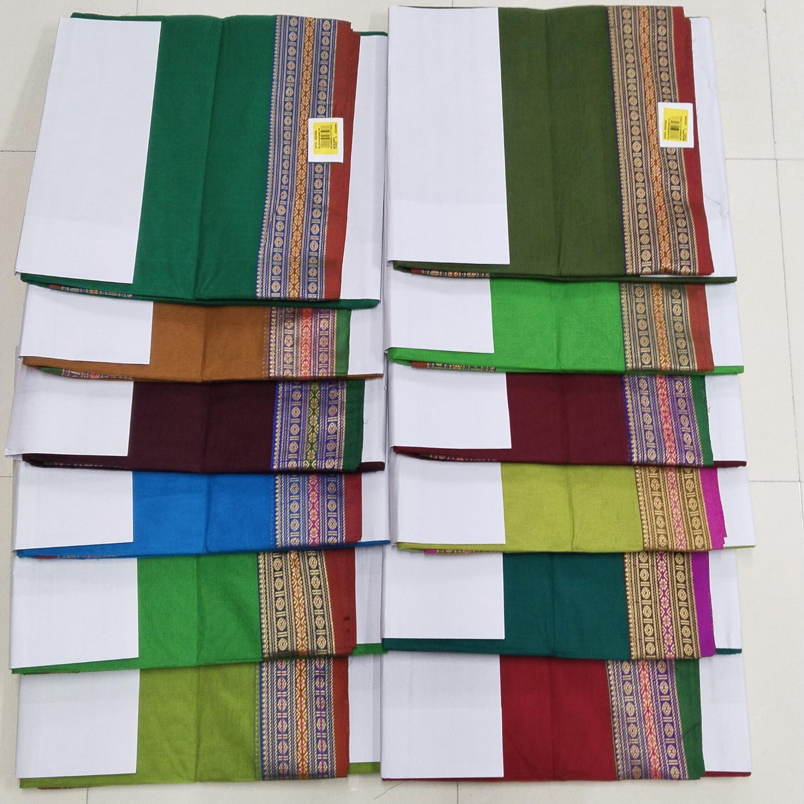 Darbari Cotton Saree 12 Pcs Set -Traditional Zari Border Cotton Sarees – M.R. Saree Emporium