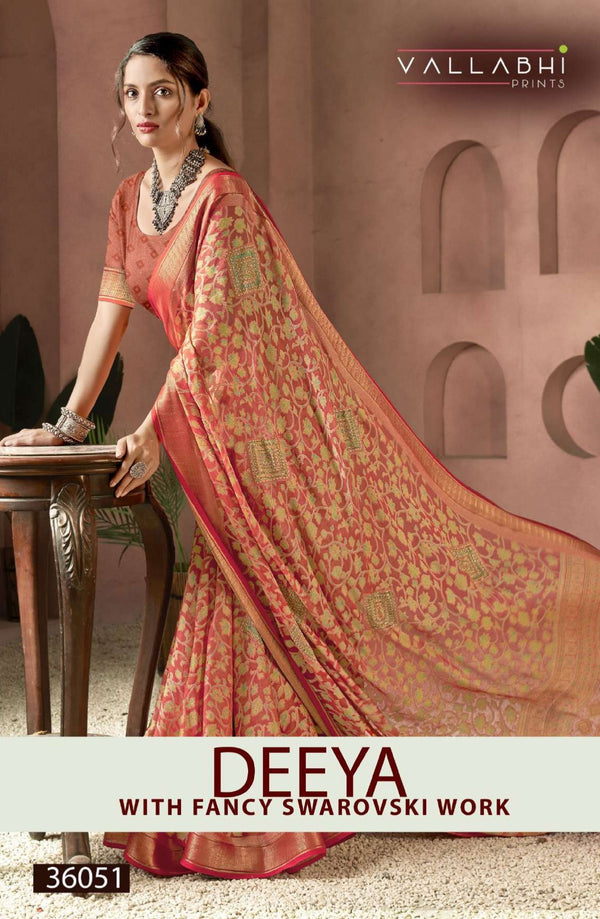 Deeya Fancy Print Saree – Swarovski Work M.R. Saree Emporium