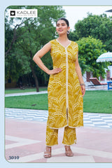 Kadlee Saavi Vol 2 Rayon Printed Kurti Set - Sleeveless Designer Top Bottom Set - Daily Wear Ethnic - M.R. Saree Emporium