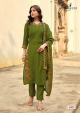 Wooglee Rudrika Viscose Weaving Thread Worked Kurti With Bottom Dupatta