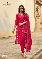 Wooglee Rudrika Viscose Weaving Thread Worked Kurti With Bottom Dupatta