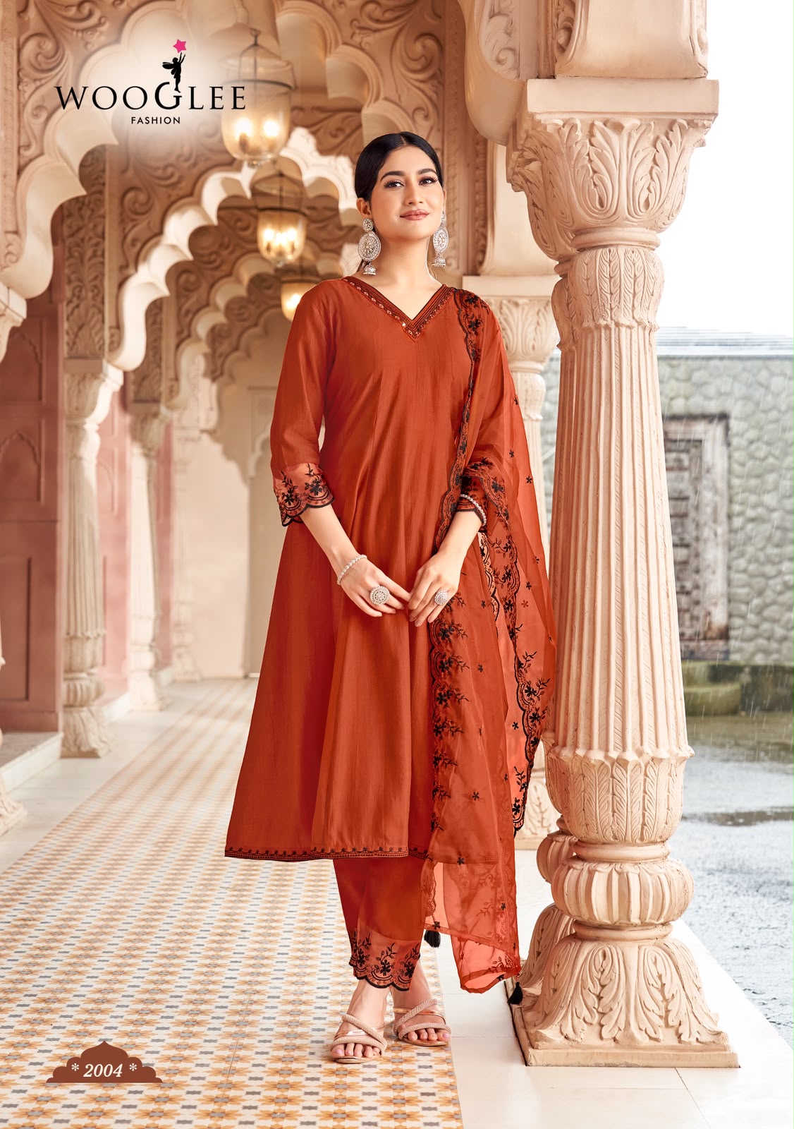 WOOGLEE MIRZA Women's Viscose Kurta Pant Dupatta Set - 4 Pcs