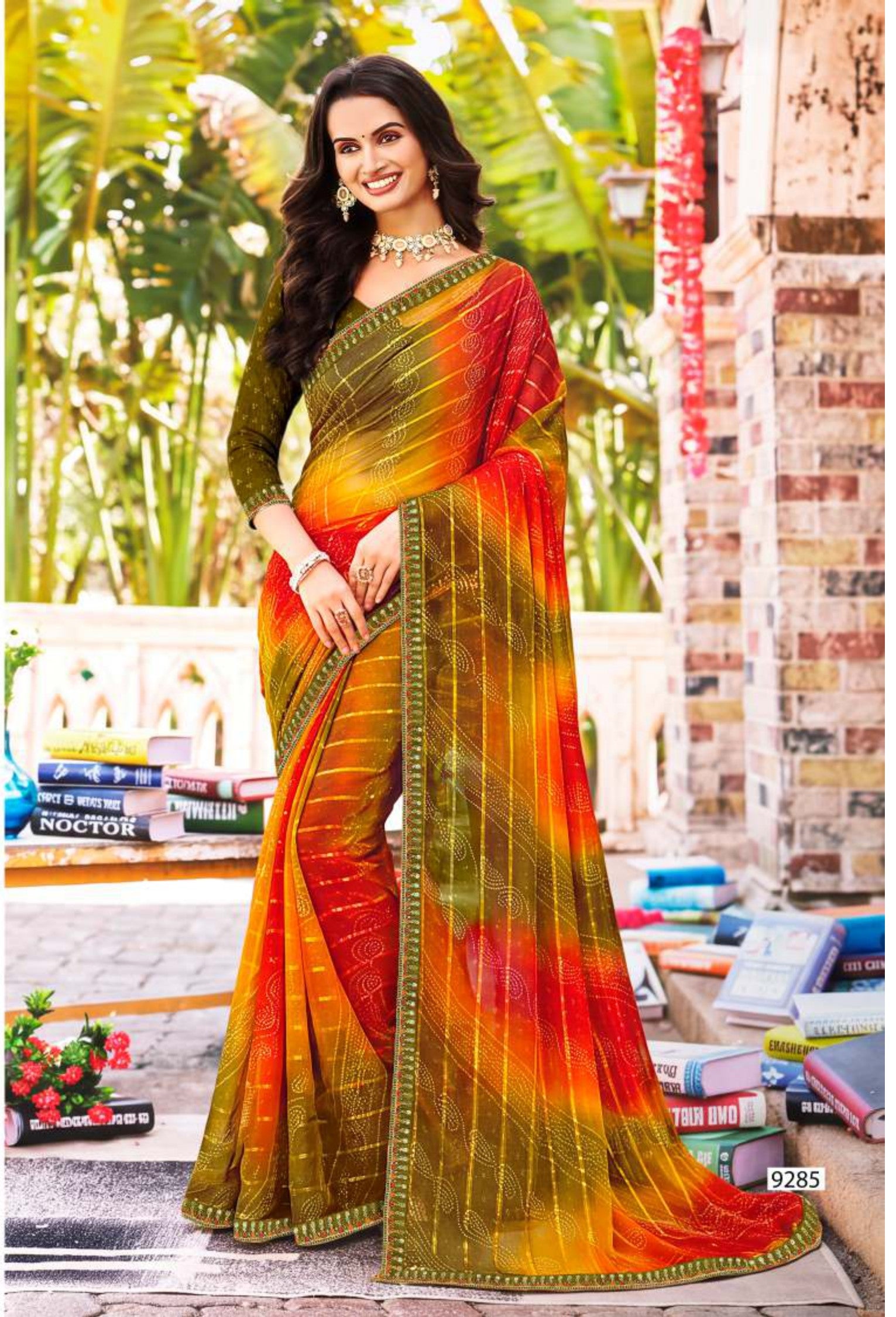 Adventure-2  Geometric Printed Saree with Elegant Zari Border, Stylish Motif Work & Beautiful Designer Pallu for Festive and Party Wear