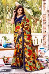 Adventure-2  Geometric Printed Saree with Elegant Zari Border, Stylish Motif Work & Beautiful Designer Pallu for Festive and Party Wear