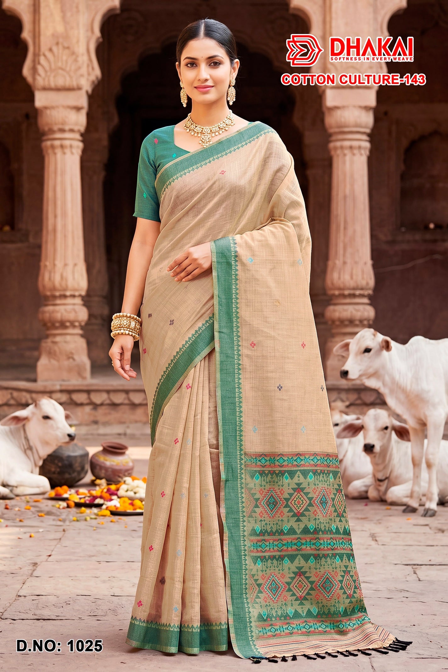 Cotton Culture-143 Cotton Designer Saree - 4 Pcs Wholesale Set