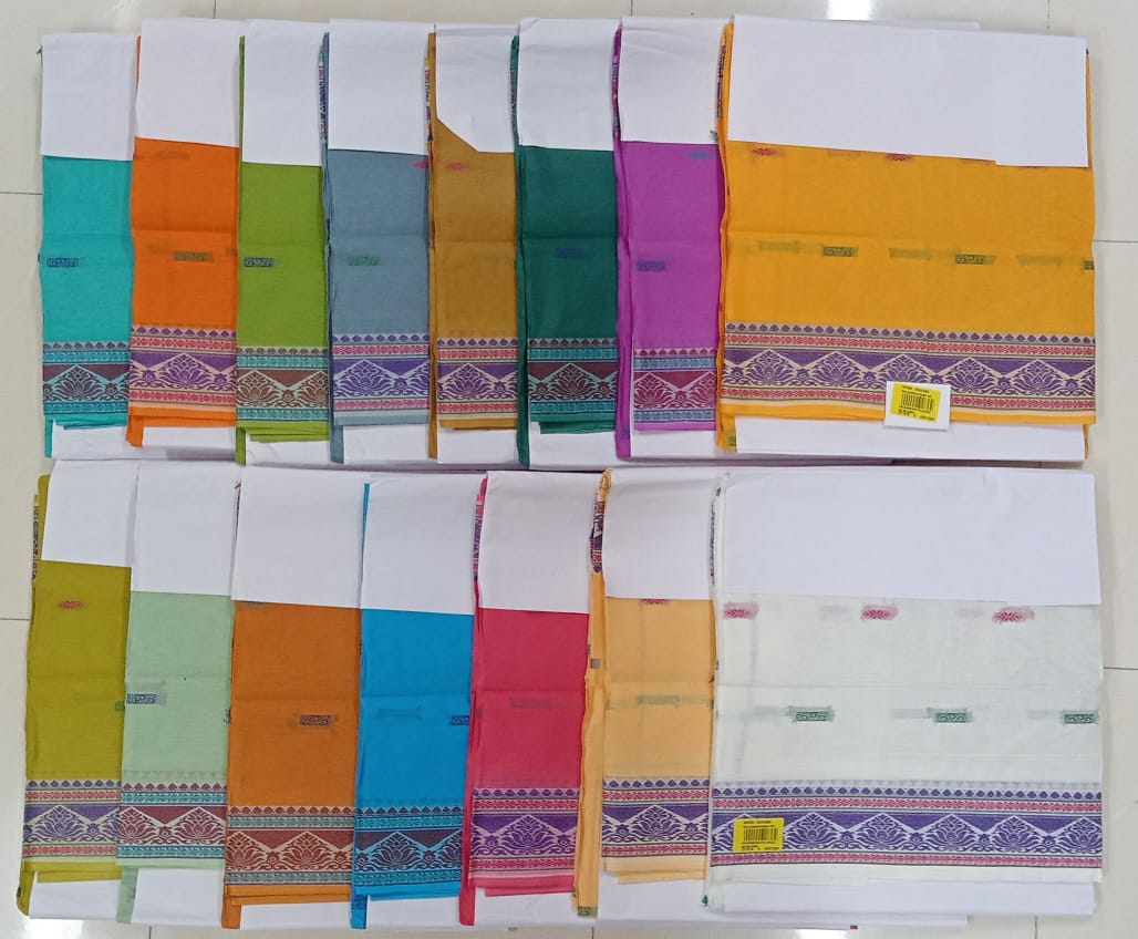 Diamond Plain Cotton Saree – 15 Pcs Set -Minimum 6 Pcs Purchase -M.R. Saree Emporium
