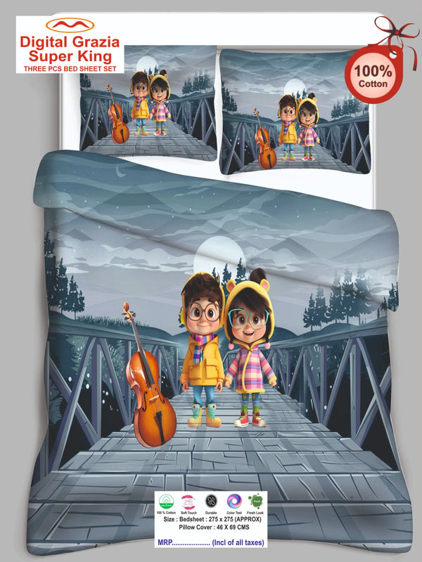 Digital Grazia Super King Size Bedsheet-1