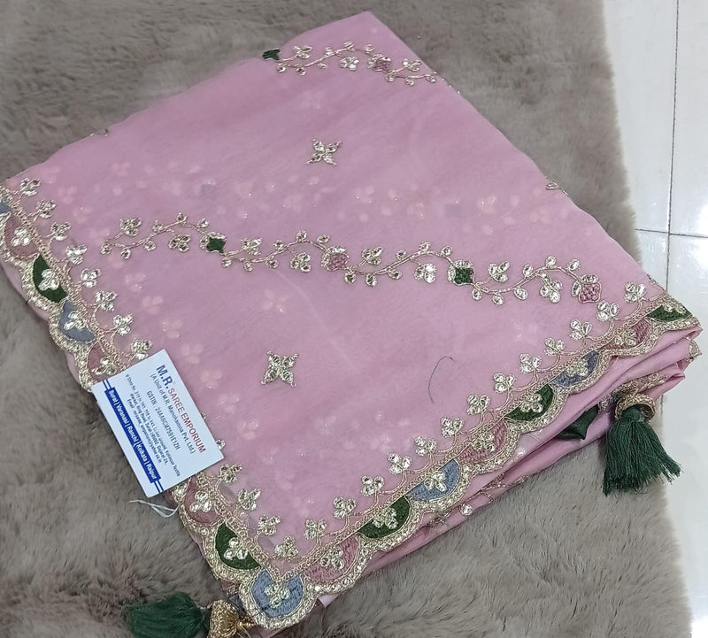 Wholesale Designer Organza Fabric with Fancy Work & Border 5 Pcs Ser-M.R. Saree Emporium