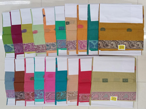 Dollar Butta Cotton Saree – 19 Pcs Set -Minimum 6 Pcs Purchase -M.R. Saree Emporium