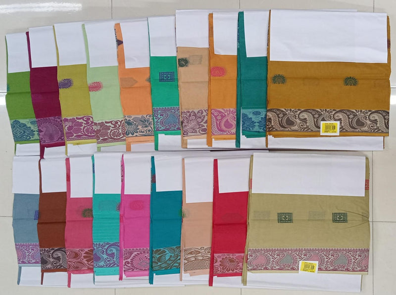 Dollar Butta Cotton Saree – 19 Pcs Set -Minimum 6 Pcs Purchase -M.R. Saree Emporium