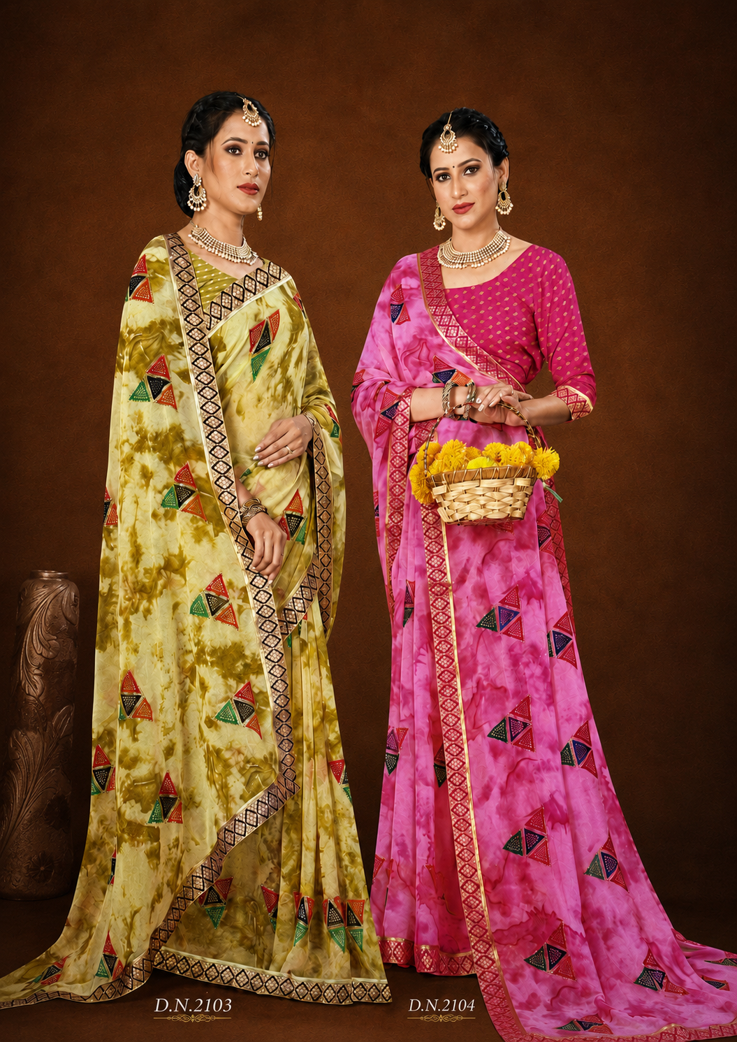 EkStree - Kala Jamun 60 Gram Jari Georgette Printed Saree 8 Pcs Set With Blouse - Premium Festive Collection - M.R. Saree Emporium