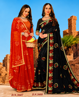 EkStree - Madona Georgette Printed Saree 8 Pcs Set With Fancy Blouse - Casual & Festival Wear - M.R. Saree Emporium