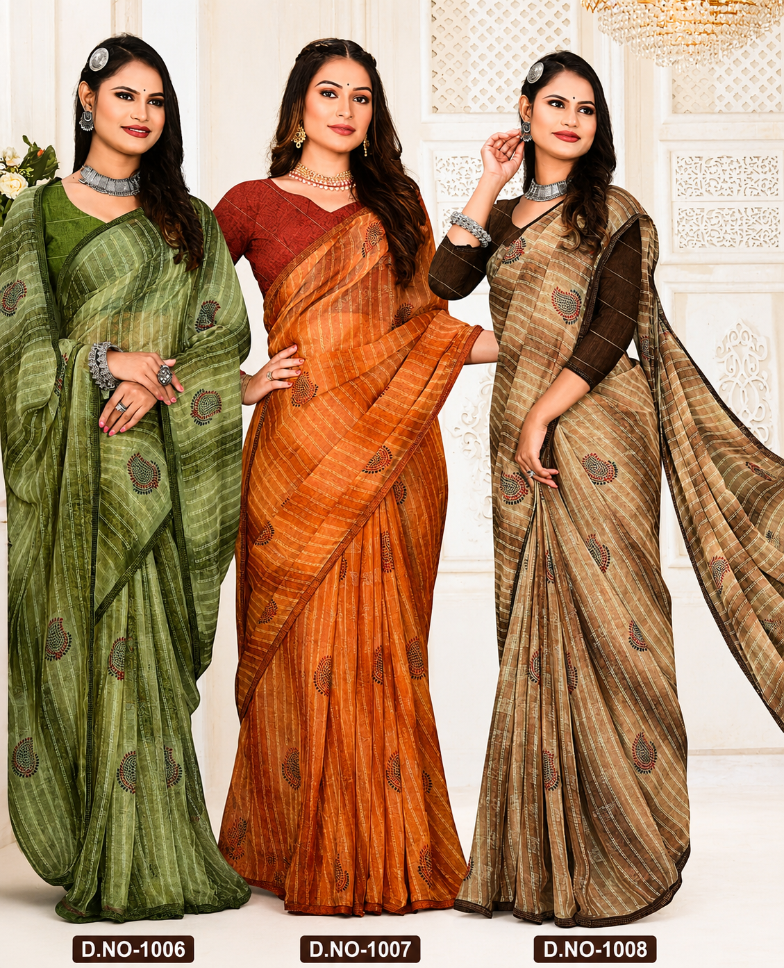 EkStree - Molly Georgette Printed Saree 8 Pcs Set With Blouse - Casual & Festival Wear Collection - M.R. Saree Emporium