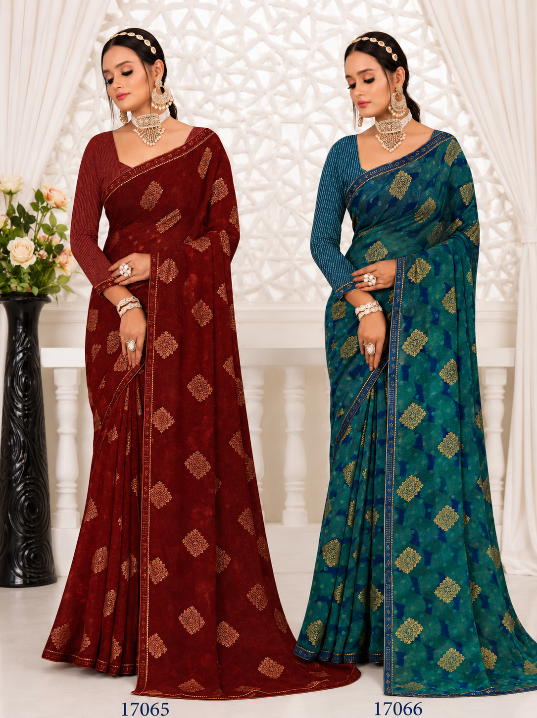 Ek Stree Samiksha Georgette Saree Collection - Designer Printed Saree Set of 8 - M.R. Saree Emporium