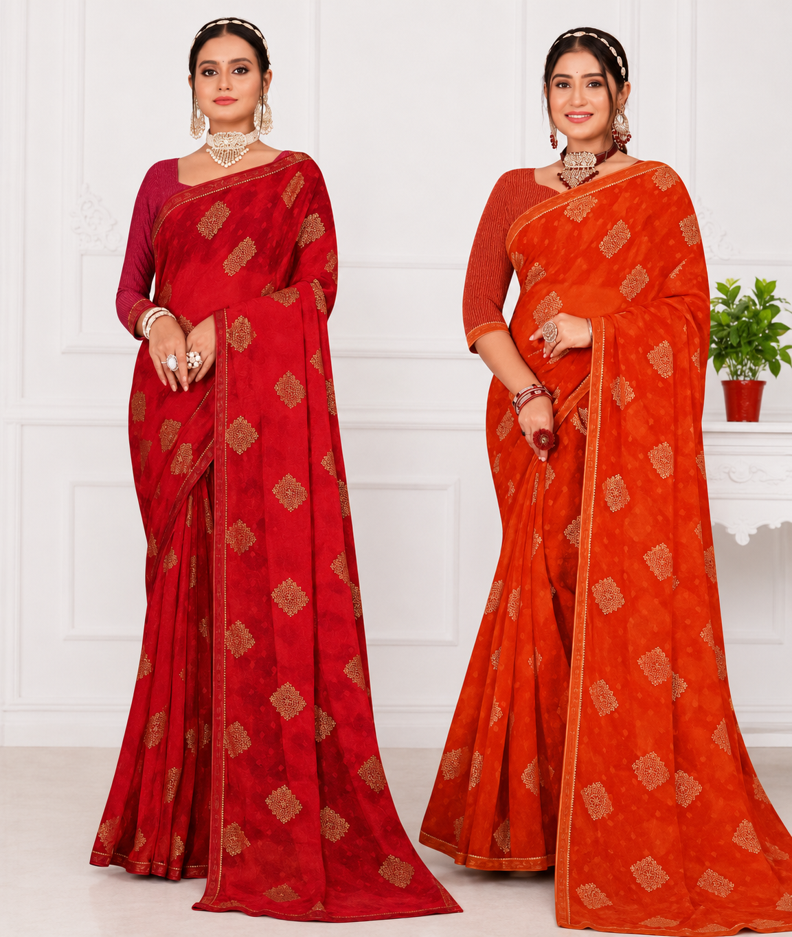 Ek Stree Samiksha Georgette Saree Collection - Designer Printed Saree Set of 8 - M.R. Saree Emporium